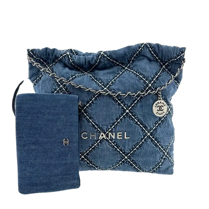 Chanel 22 mittelgoße Hobobag Denim 2022 / sehr gut Chanel