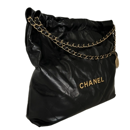 Chanel 22 mittelgoße Hobobag schwarz goldene Hardware 2025 Fullset / ungetragen Chanel