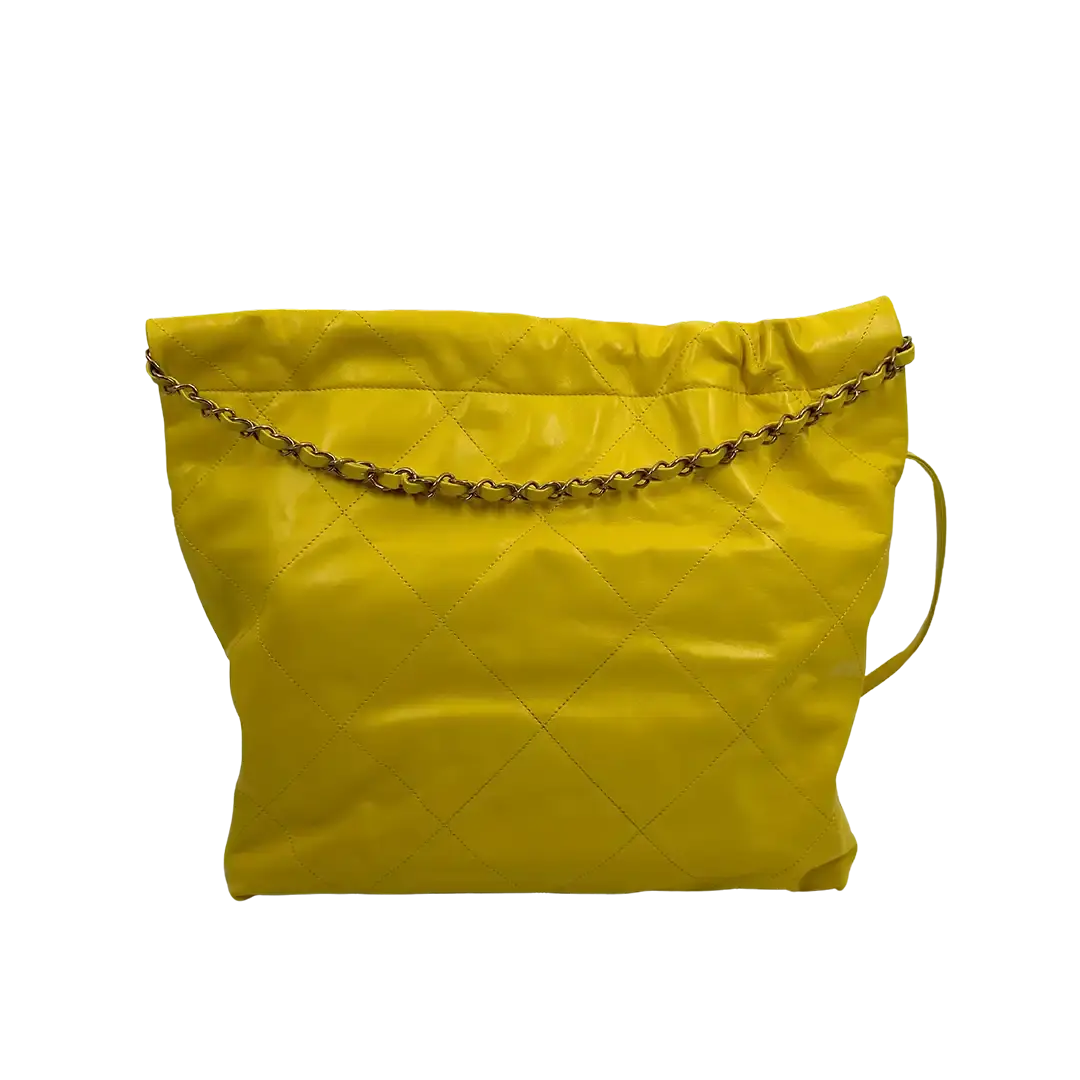 Chanel 22 mittelgroße Tasche Kalbsleder gelb / neuwertig Chanel