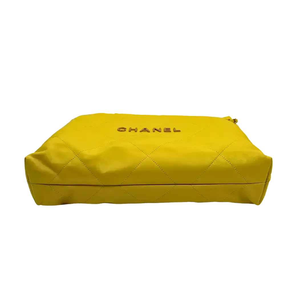 Chanel 22 mittelgroße Tasche Kalbsleder gelb / neuwertig Chanel