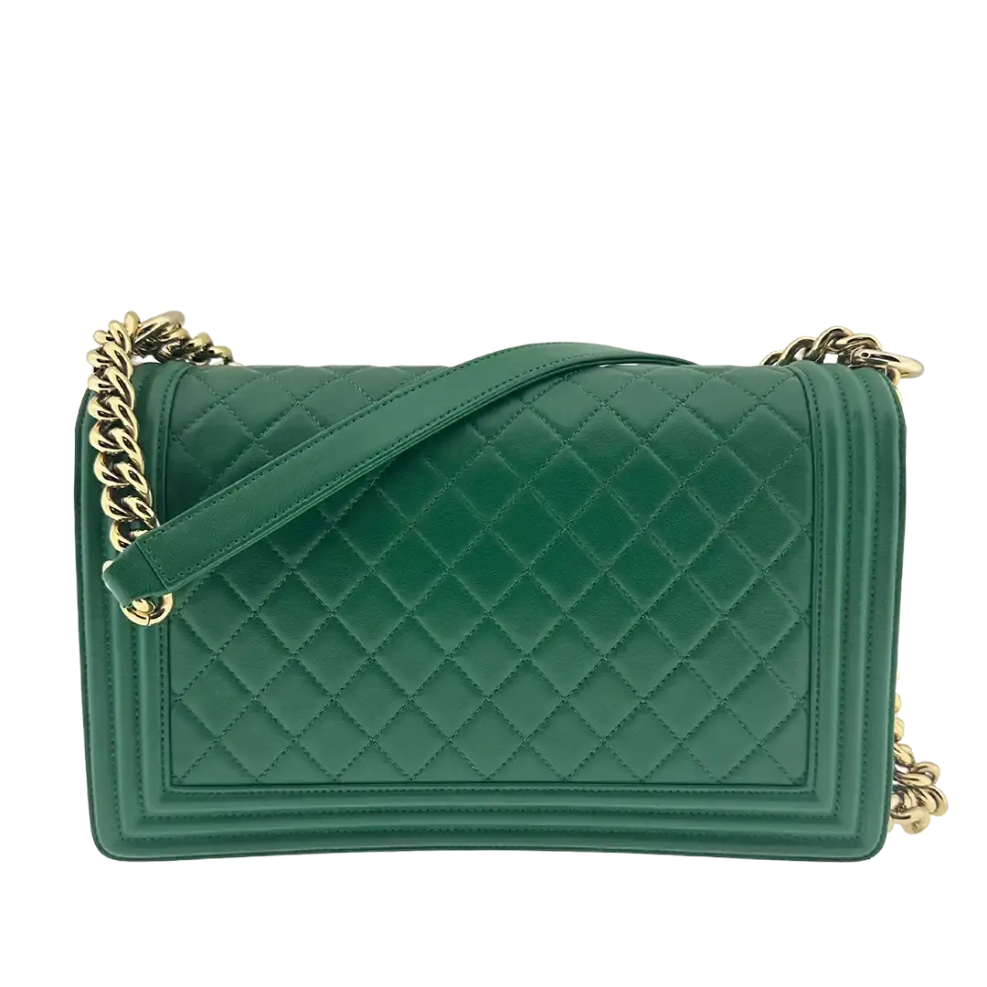 Chanel Boy Medium Lammleder grün Fullset / sehr gut Chanel