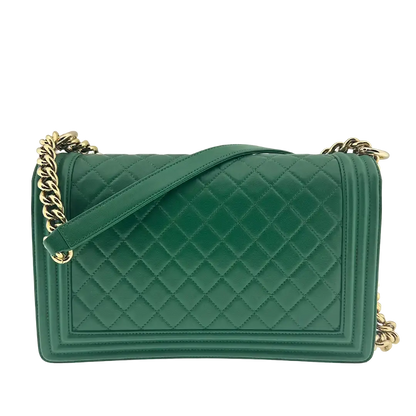 Chanel Boy Medium Lammleder grün Fullset / sehr gut Chanel