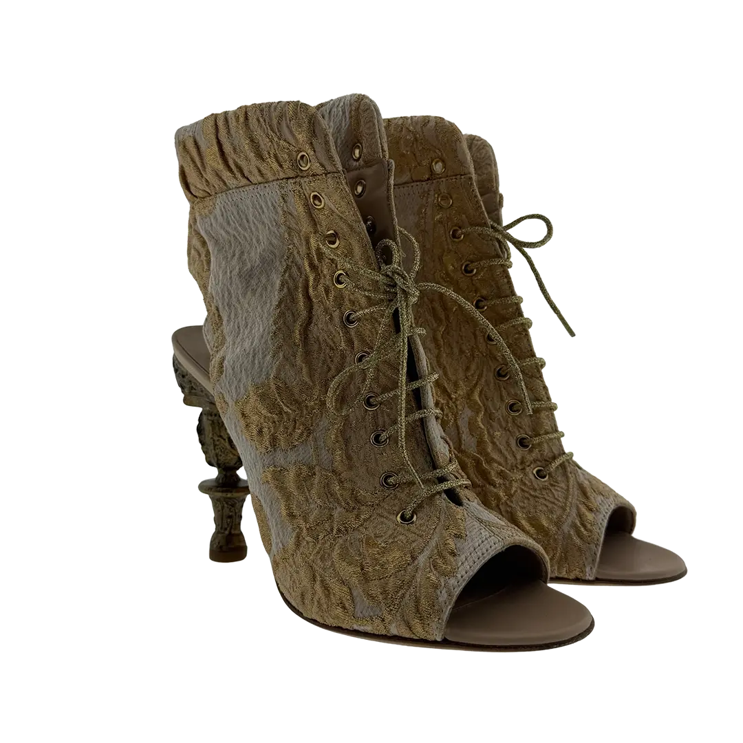 Chanel Brokat Boots gold Runway Versailles Collection Größe 38 1/2   / sehr gut Chanel