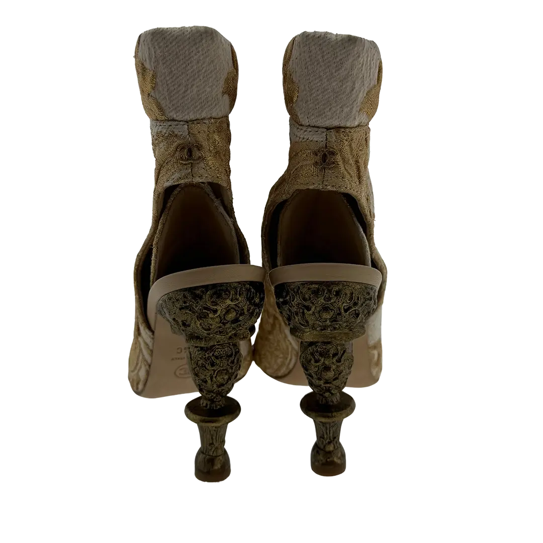Chanel Brokat Boots gold Runway Versailles Collection Größe 38 1/2   / sehr gut Chanel