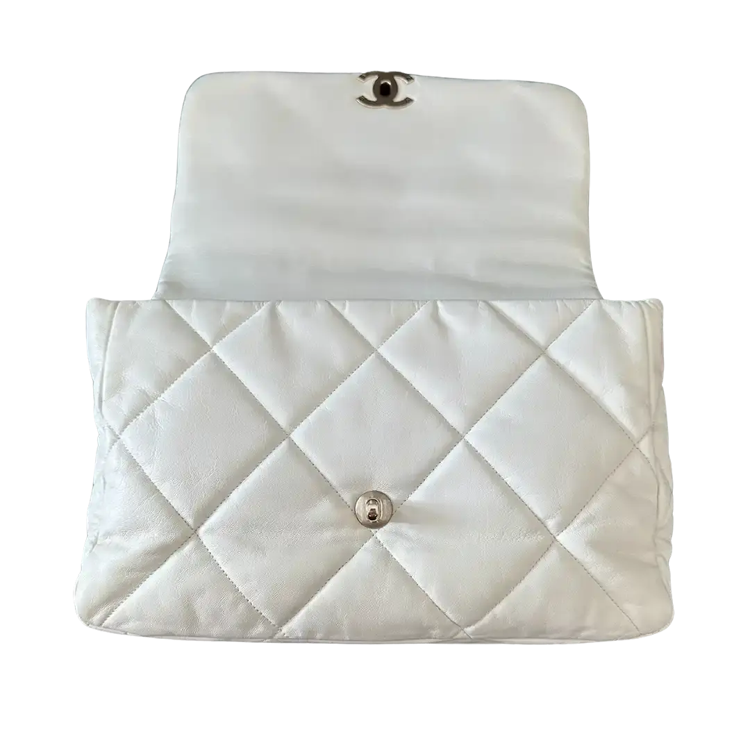 Chanel Chanel 19 Maxitasche Lammleder weiß / sehr gut Chanel