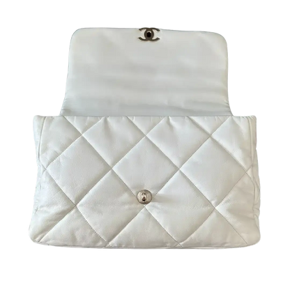 Chanel Chanel 19 Maxitasche Lammleder weiß / sehr gut Chanel