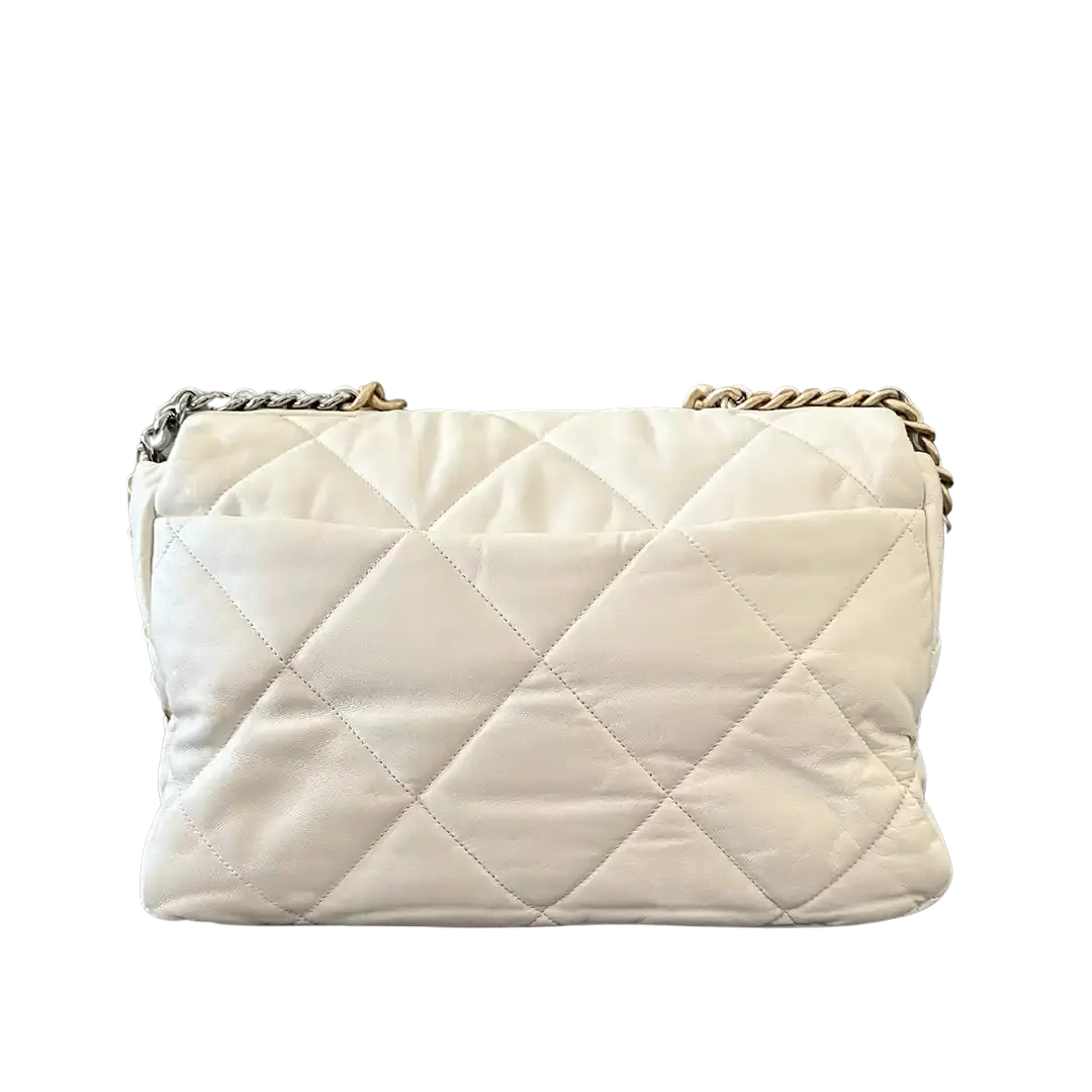 Chanel Chanel 19 Maxitasche Lammleder weiß / sehr gut Chanel
