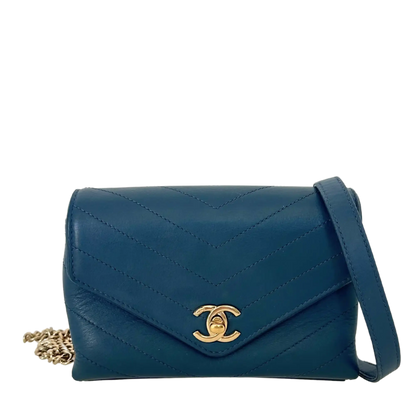 Chanel Chevron Coco Waist Bag blau / sehr gut Chanel
