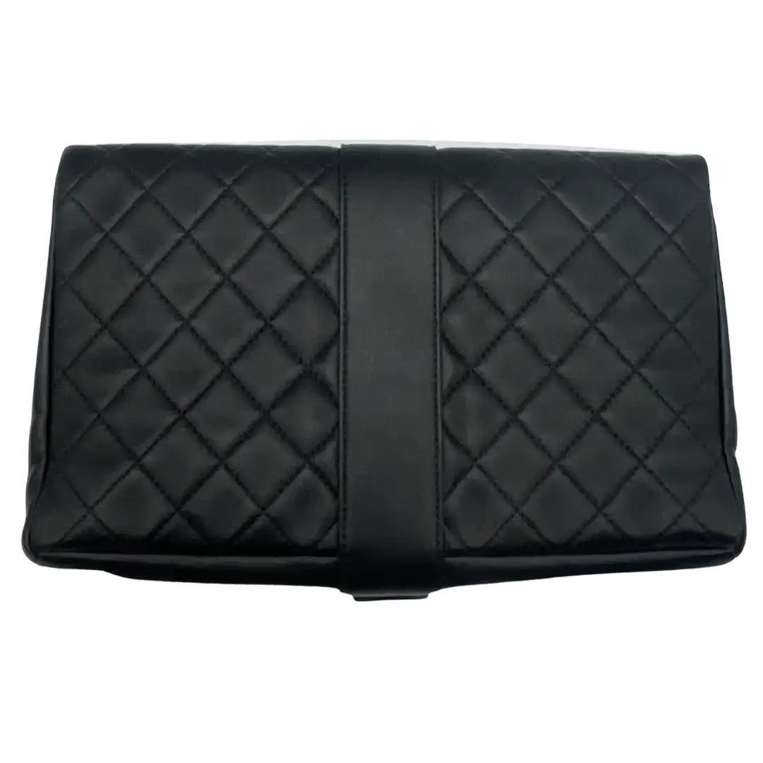 Chanel Clutch gestepptes Leder schwarz Arbeitstasche / sehr gut Chanel