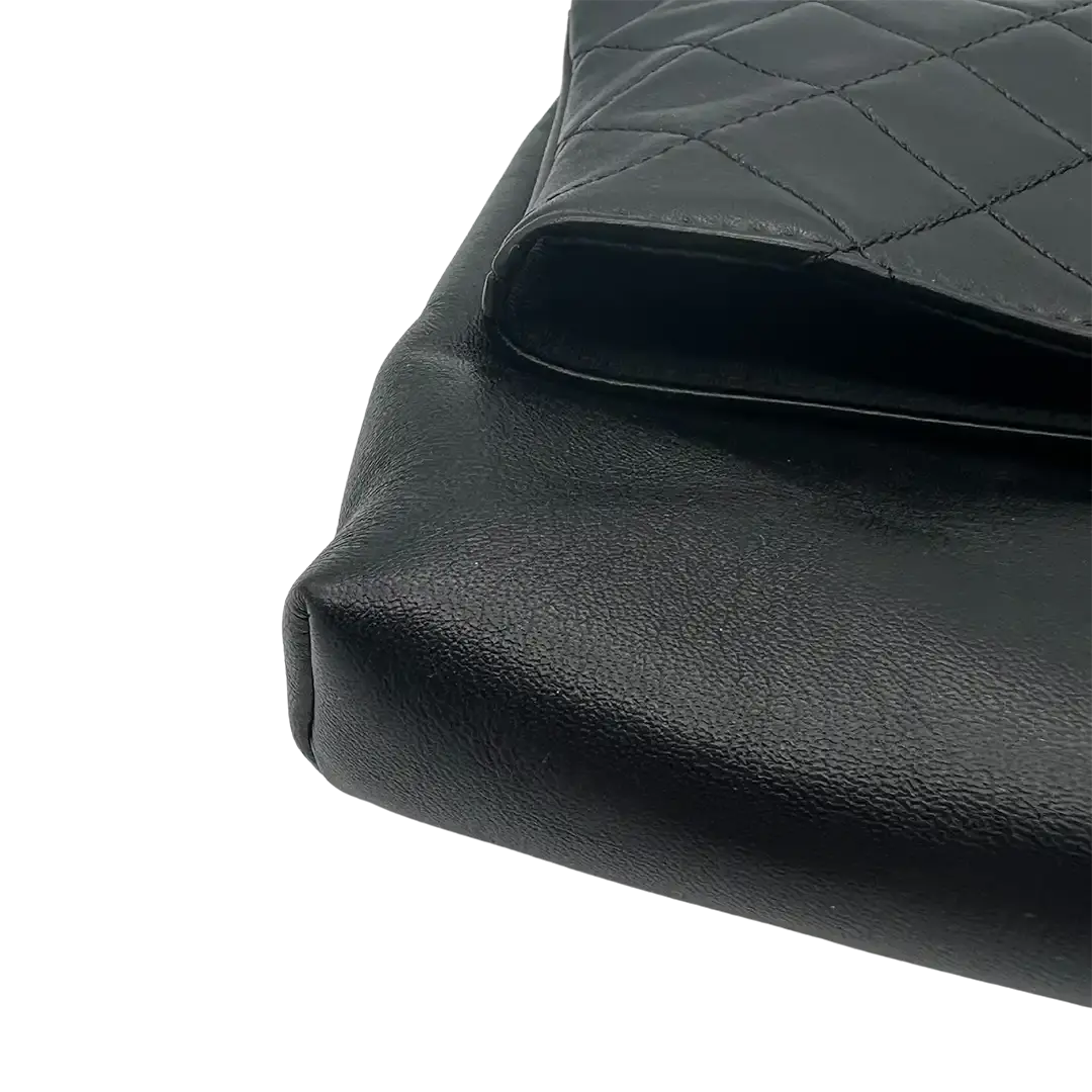 Chanel Clutch gestepptes Leder schwarz Arbeitstasche / sehr gut Chanel