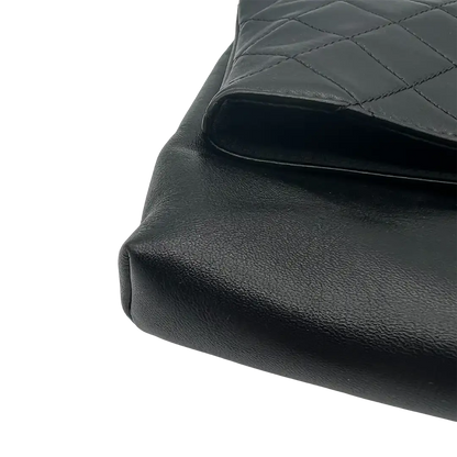 Chanel Clutch gestepptes Leder schwarz Arbeitstasche / sehr gut Chanel