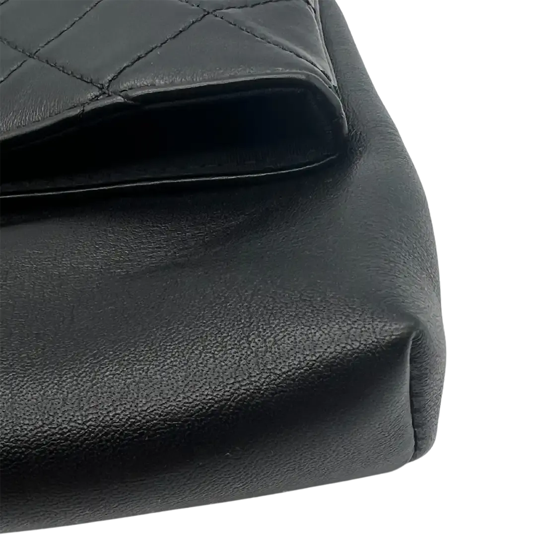 Chanel Clutch gestepptes Leder schwarz Arbeitstasche / sehr gut Chanel