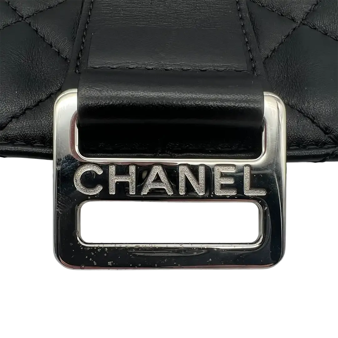 Chanel Clutch gestepptes Leder schwarz Arbeitstasche / sehr gut Chanel