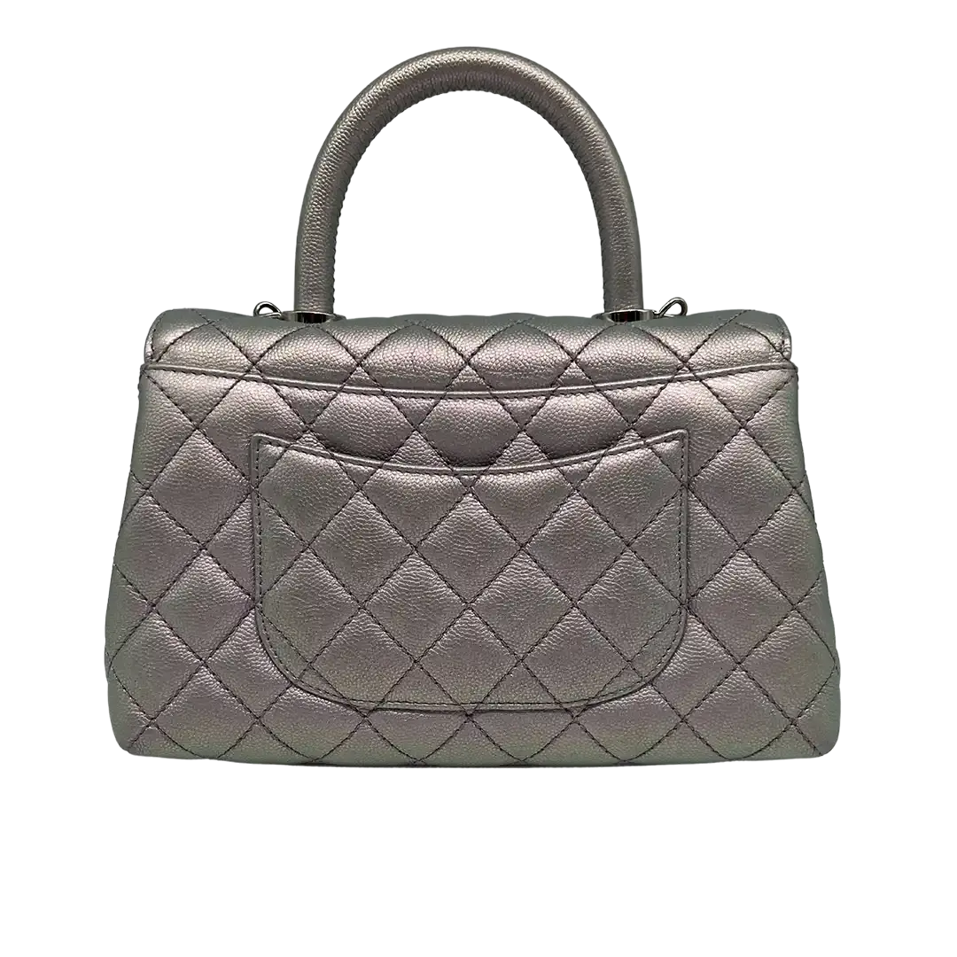 Chanel Coco Handle Bag Mini Iridescent purple Kaviarleder Fullset / wie Neu - Echtheitscheck