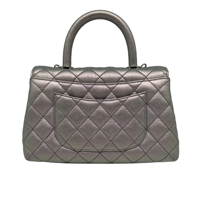 Chanel Coco Handle Bag Mini Iridescent purple Kaviarleder Fullset / wie Neu - Echtheitscheck