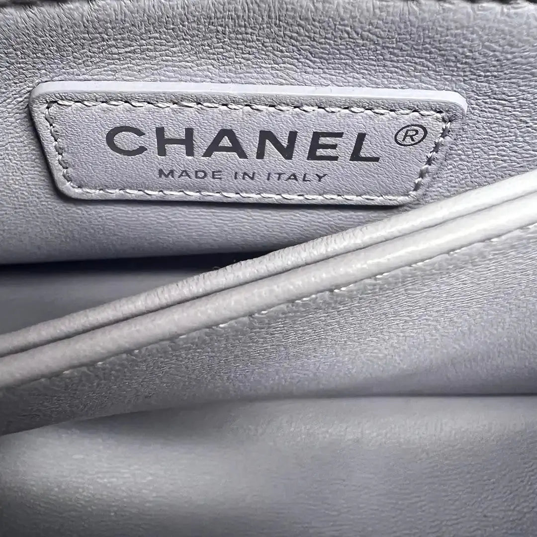 Chanel Coco Handle Bag Mini Iridescent purple Kaviarleder Fullset / wie Neu - Echtheitscheck