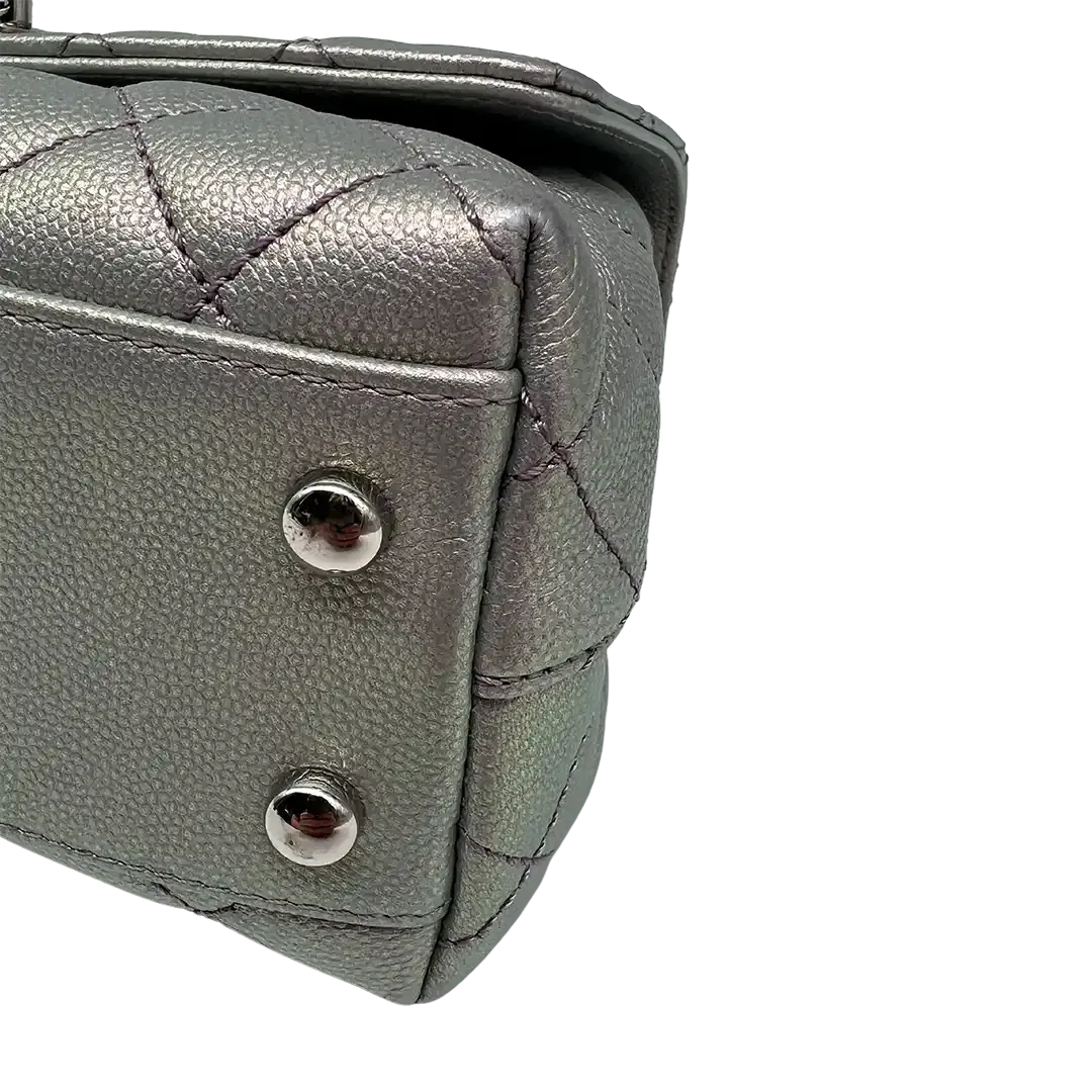 Chanel Coco Handle Bag Mini Iridescent purple Kaviarleder Fullset / wie Neu - Echtheitscheck