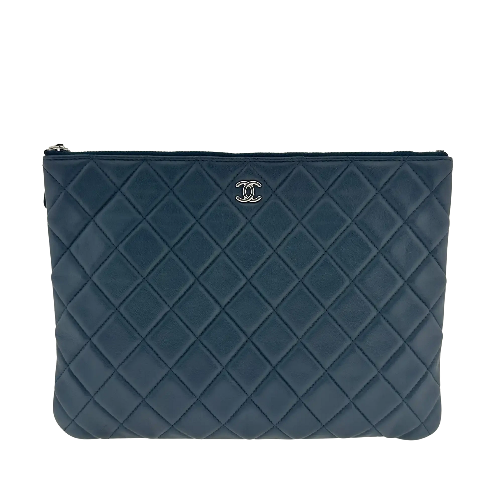 Chanel Coco Mark Pouch Matelasse Clutch dunkelblau / sehr gut Chanel