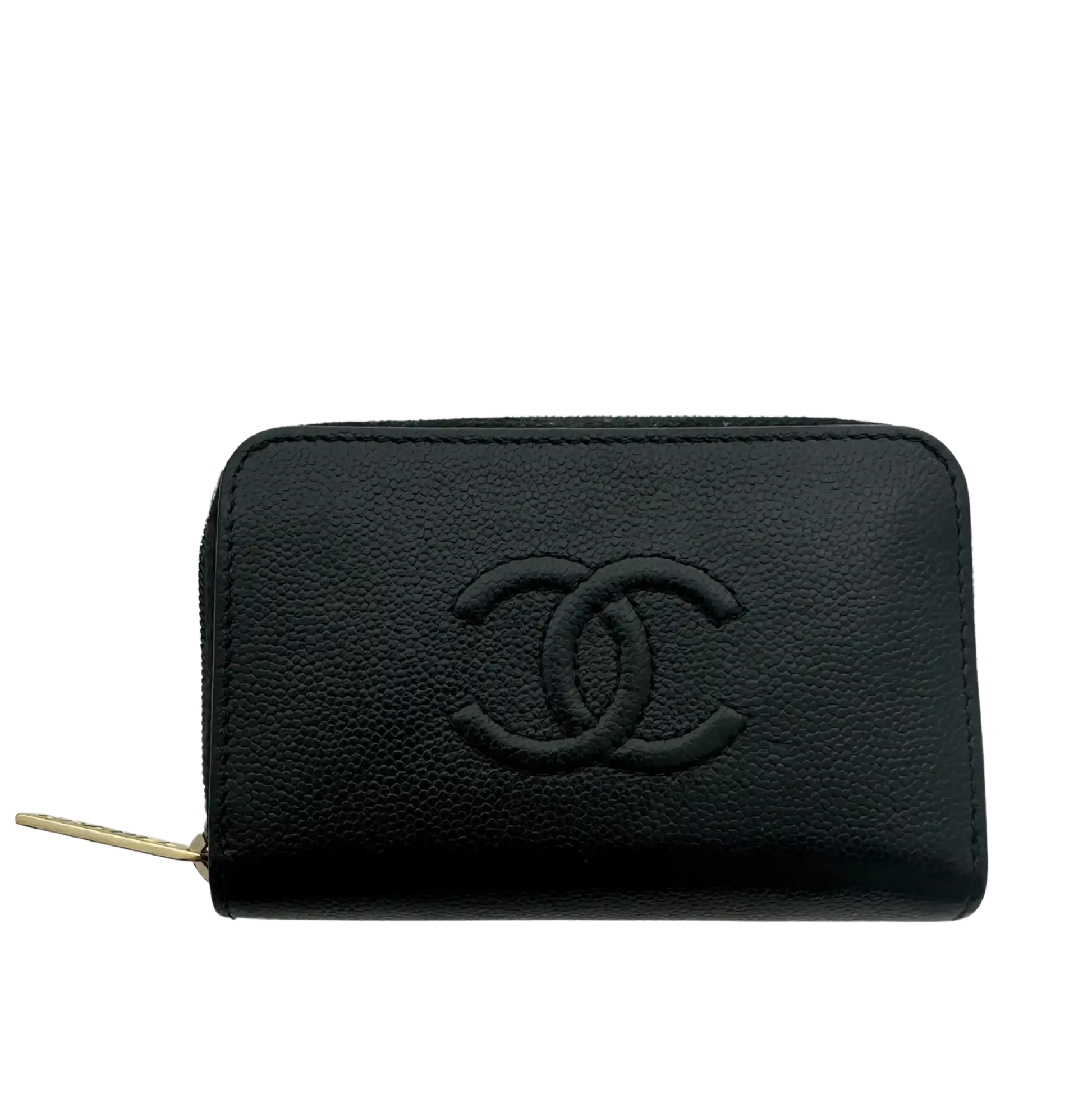Chanel Coco Mark  kleine Geldbörse CC Leder schwarz / sehr gut Chanel