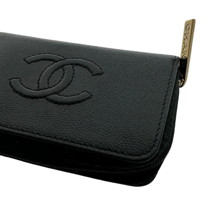 Chanel Coco Mark  kleine Geldbörse CC Leder schwarz / sehr gut Chanel