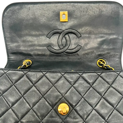Chanel Diana Vintage Classic Chain Single Flap Lammleder schwarz 5
