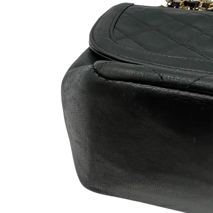 Chanel Diana Vintage Classic Chain Single Flap Lammleder schwarz Chanel