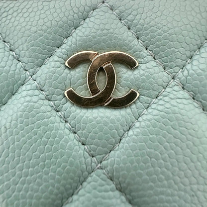 Chanel Double Zip Wallet on Chain türkis Kaviarleder 2020 / sehr gut Chanel