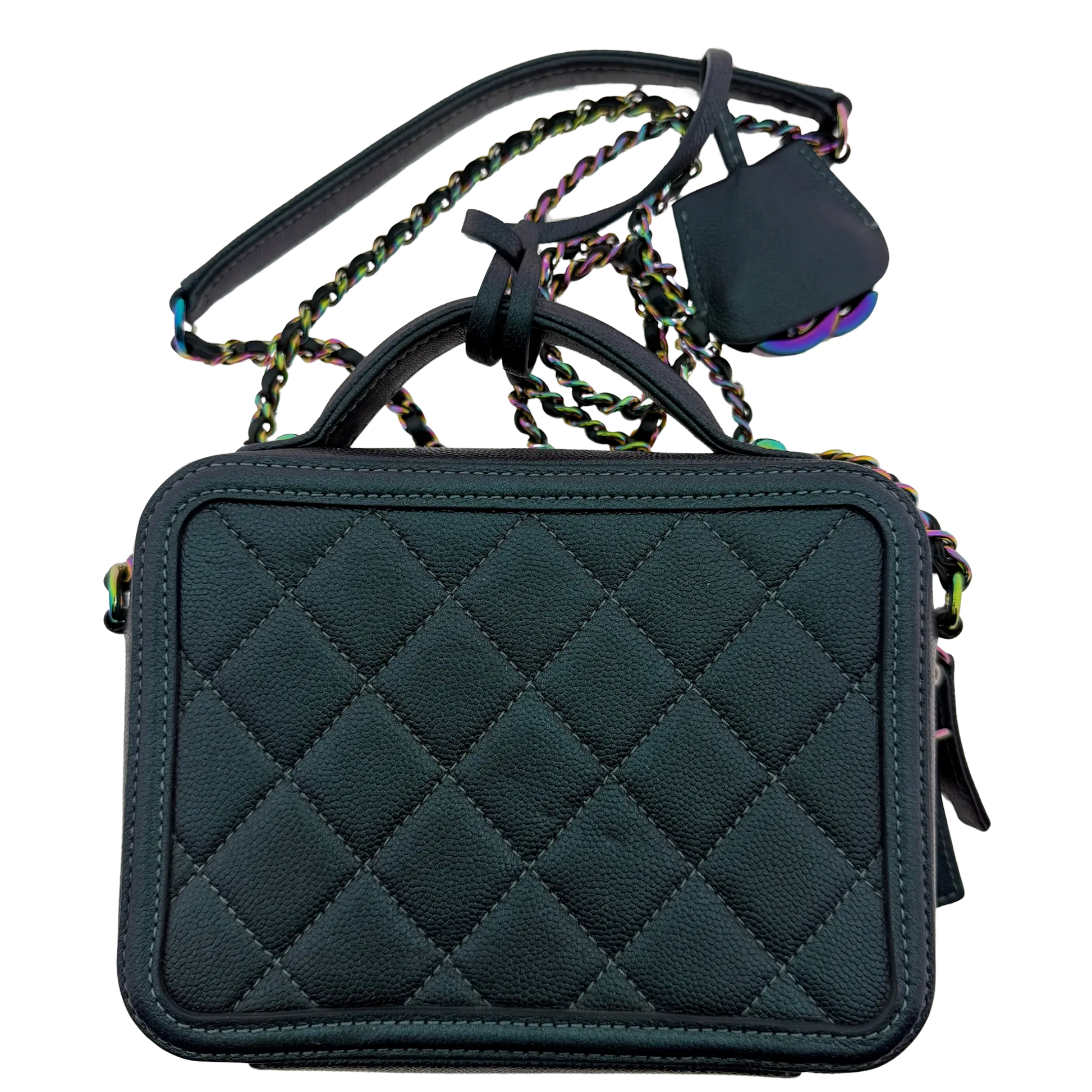 Chanel Filigree Vanity Case Bag Small Metallic Blau Grün limitiert/ sehr gut Chanel