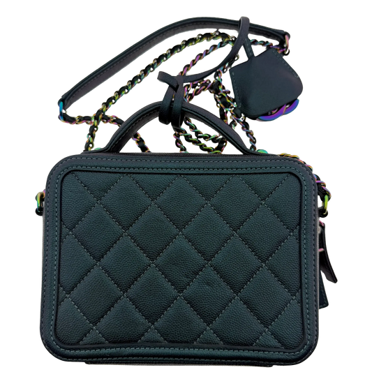 Chanel Filigree Vanity Case Bag Small Metallic Blau Grün limitiert/ sehr gut Chanel
