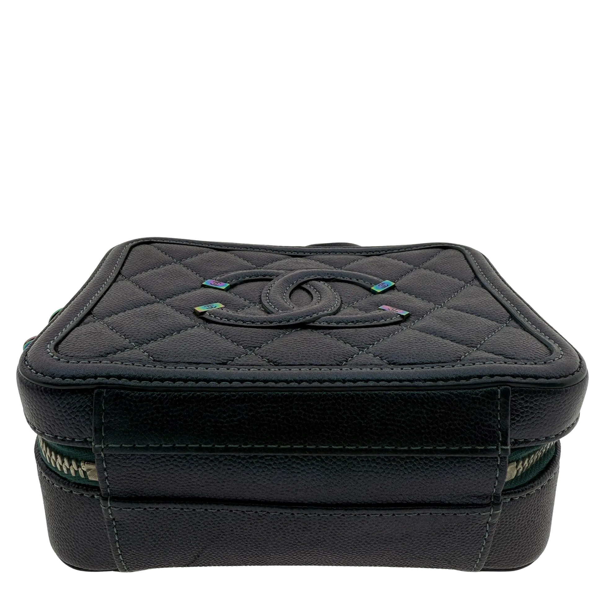 Chanel Filigree Vanity Case Bag Small Metallic Blau Grün limitiert/ sehr gut Chanel