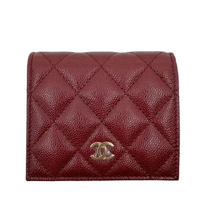 Chanel Geldbörse Bi-fold Kaviarleder Bordeaux / ungetragen Chanel