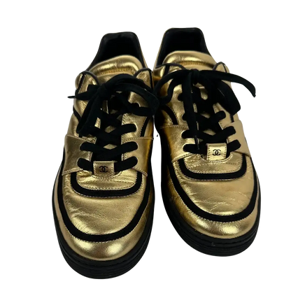 Chanel Low Trainer Sneaker Gold 39,5 EU / ungetragen Chanel
