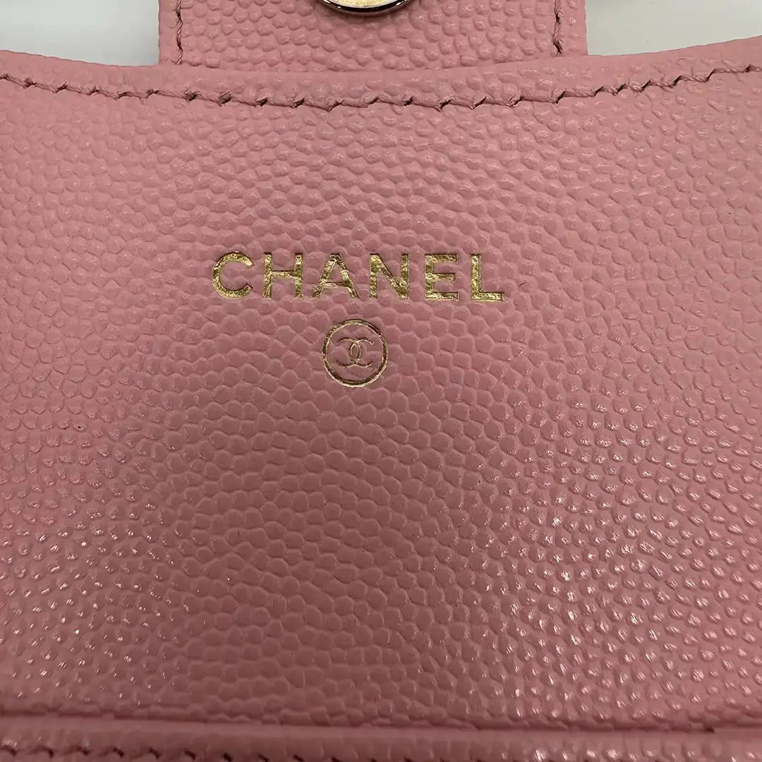 Chanel Mini Wallet on Chain Kaviar Leder Pink Fullset / sehr gut Chanel