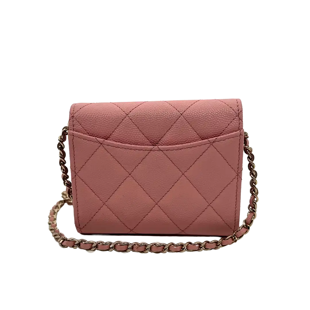 Chanel Mini Wallet on Chain Kaviar Leder Pink Fullset / sehr gut Chanel