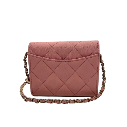 Chanel Mini Wallet on Chain Kaviar Leder Pink Fullset / sehr gut Chanel
