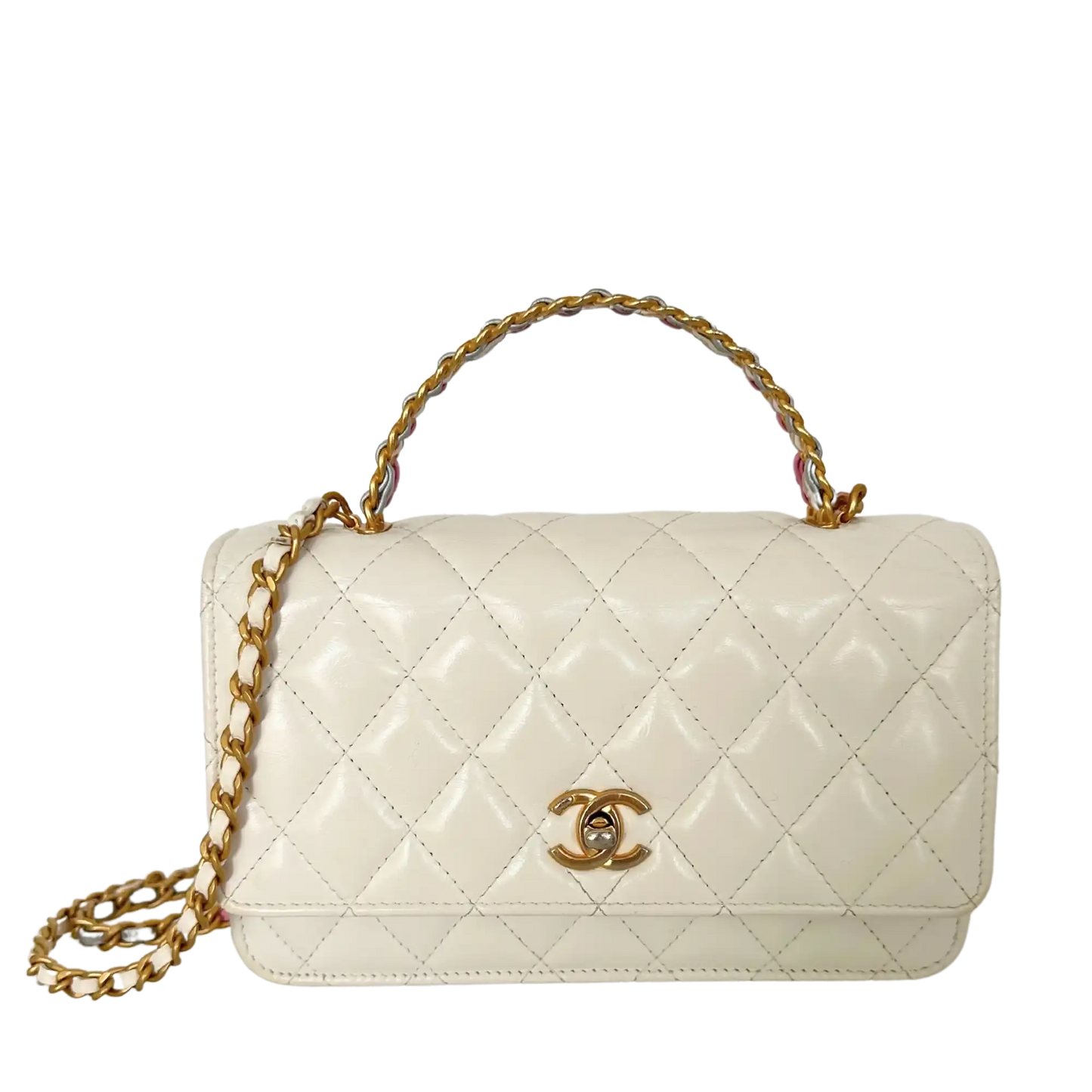 Chanel Multicolor Top Handle Wallet on Chain weiß / gut Chanel