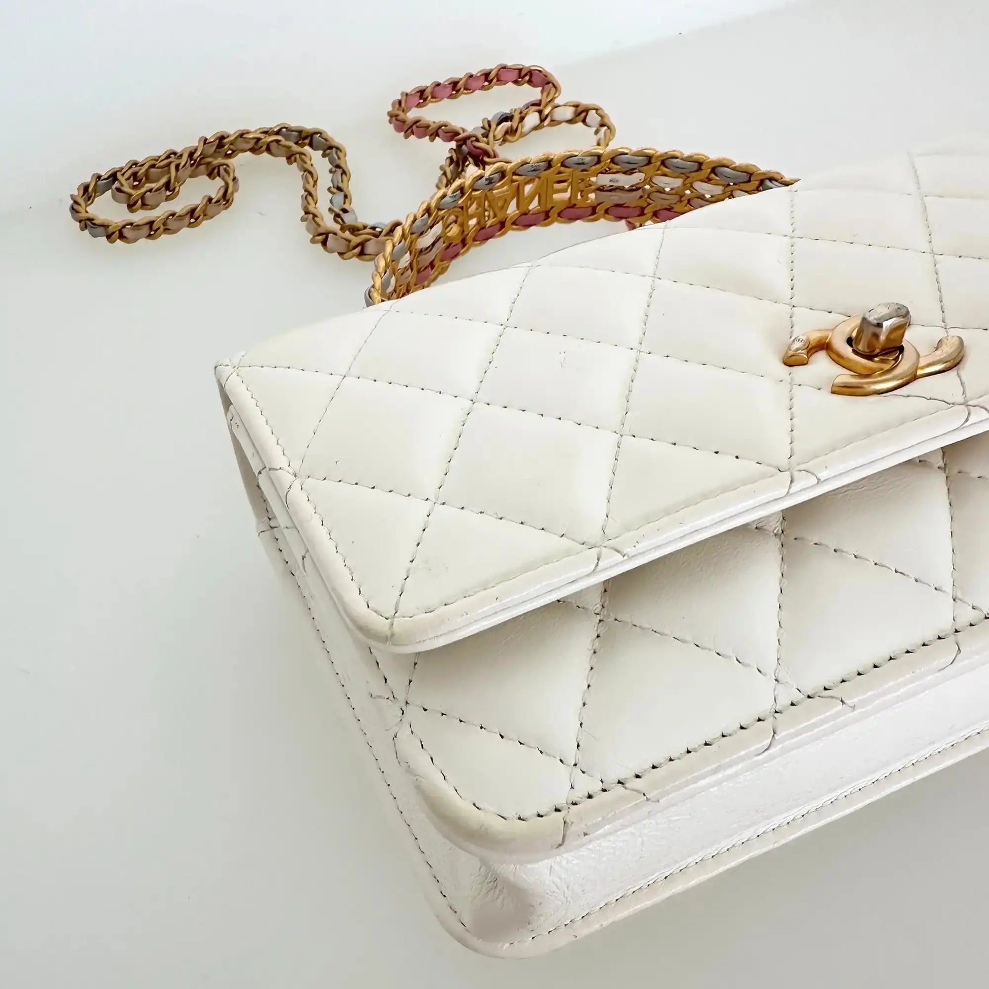 Chanel Multicolor Top Handle Wallet on Chain weiß / gut Chanel
