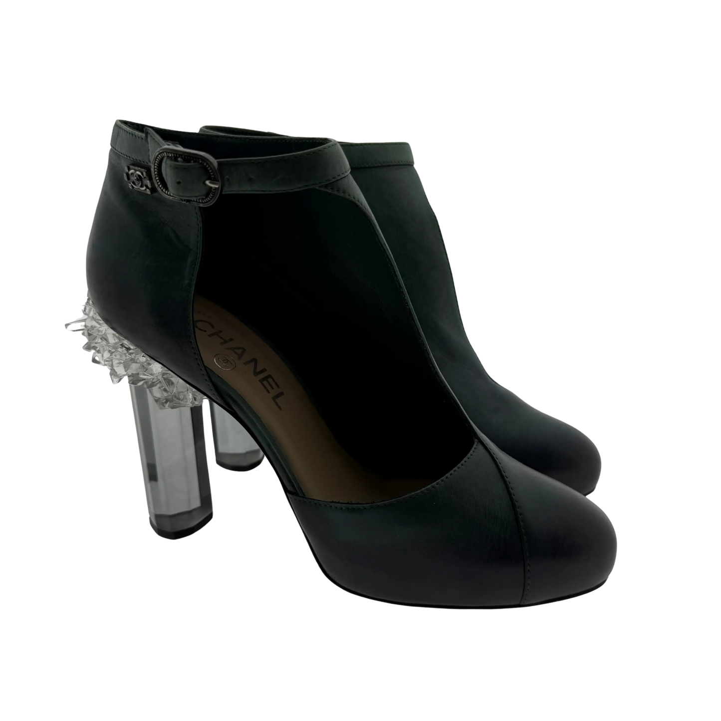 Chanel Ombre Crystal Ice Heel Ankle Boots grün Größe 38 1/2  / guter Zustand Chanel