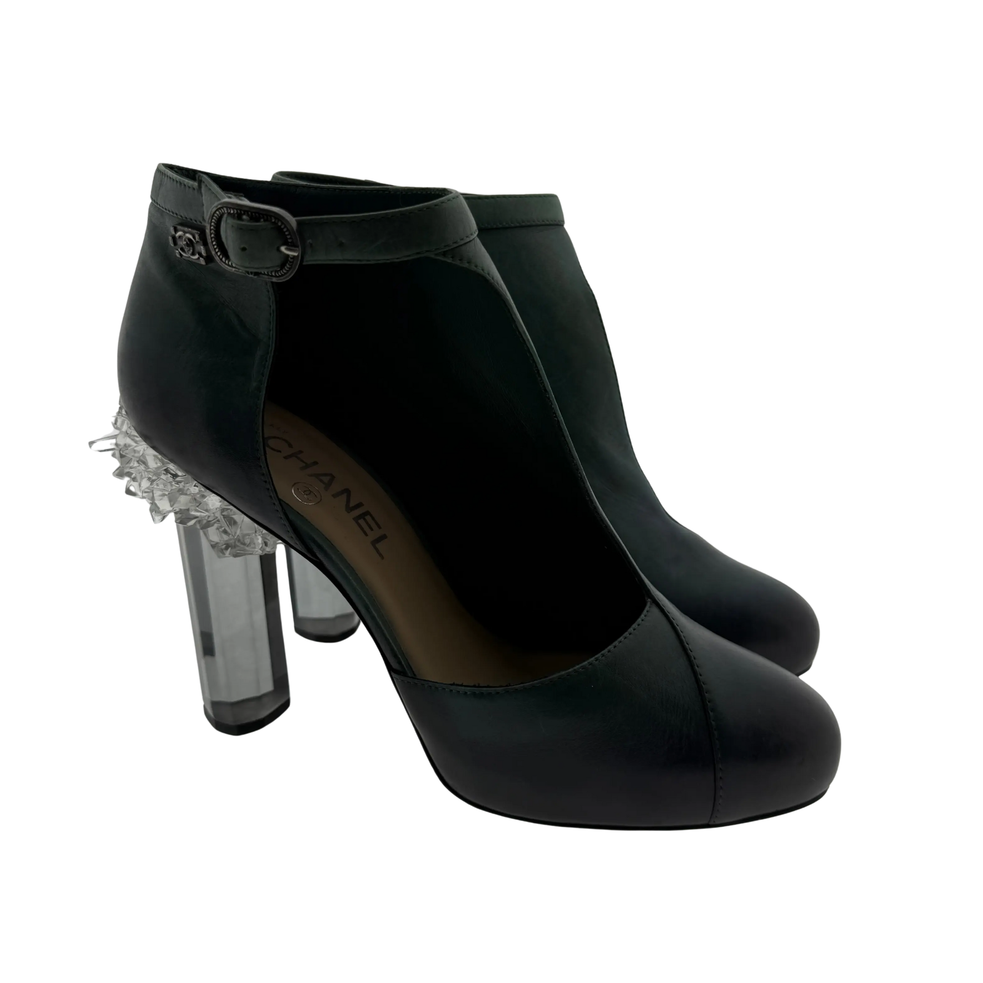 Chanel Ombre Crystal Ice Heel Ankle Boots grün Größe 38 1/2  / guter Zustand Chanel