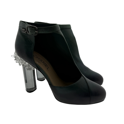 Chanel Ombre Crystal Ice Heel Ankle Boots grün Größe 38 1/2  / guter Zustand Chanel
