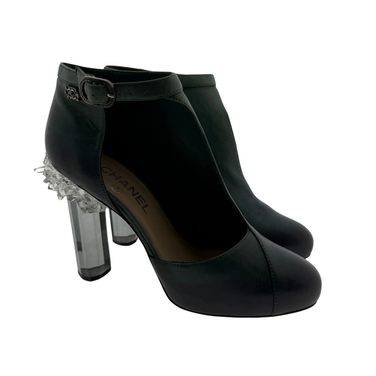 Chanel Ombre Crystal Ice Heel Ankle Boots grün Größe 38 1/2  / guter Zustand Chanel