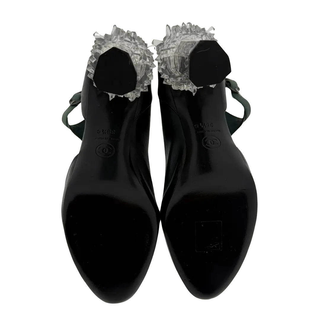 Chanel Ombre Crystal Ice Heel Ankle Boots grün Größe 38 1/2  / guter Zustand Chanel