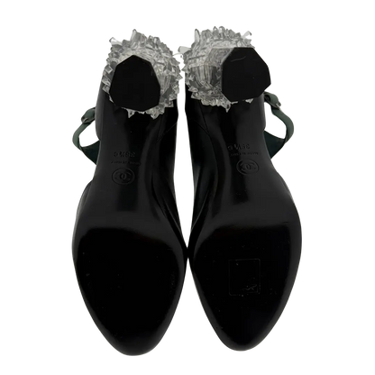 Chanel Ombre Crystal Ice Heel Ankle Boots grün Größe 38 1/2  / guter Zustand Chanel