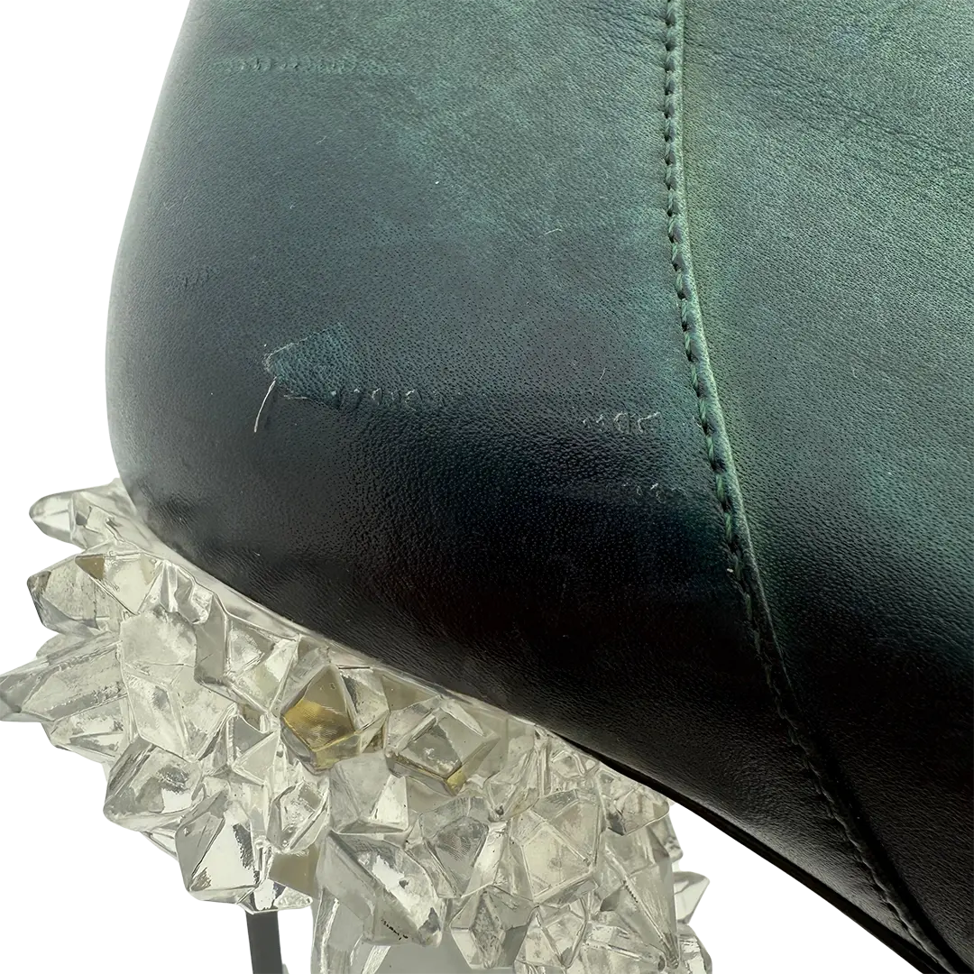 Chanel Ombre Crystal Ice Heel Ankle Boots grün Größe 38 1/2  / guter Zustand Chanel