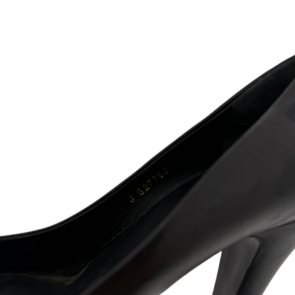 Chanel Pumps Black/Metallic Gold Leather Cap Chain Link Größe 38 1/2 / guter Zustand Chanel