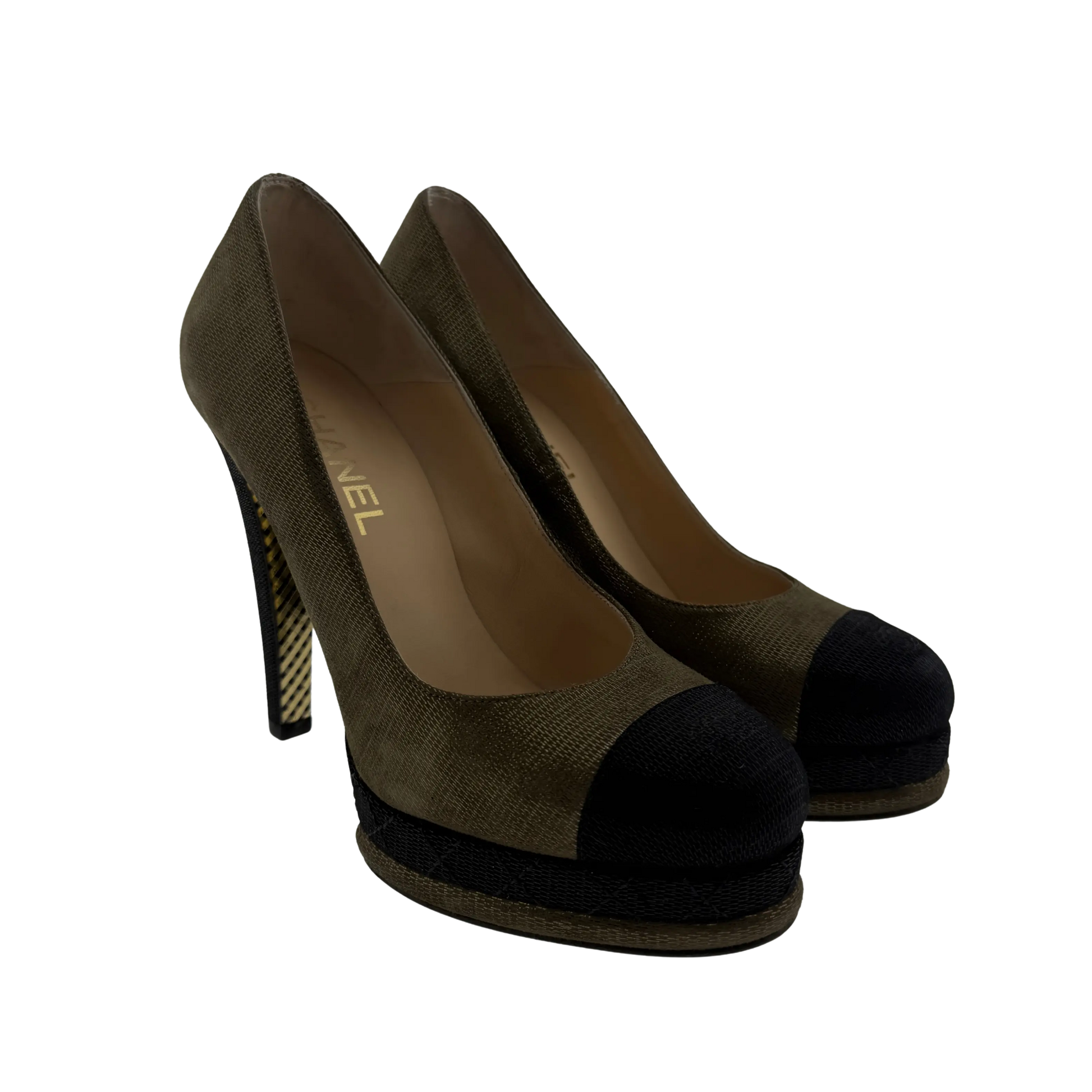Chanel Pumps Metallic braun & schwarz 38 1/2 / sehr guter Zustand Chanel