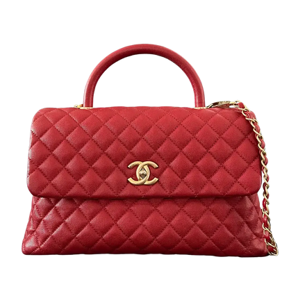 Chanel Timeless Coco Handle Large Tasche Caviar-Leder rot / sehr gut Chanel