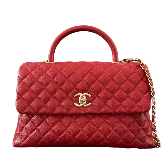 Chanel Timeless Coco Handle Large Tasche Caviar-Leder rot / sehr gut Chanel
