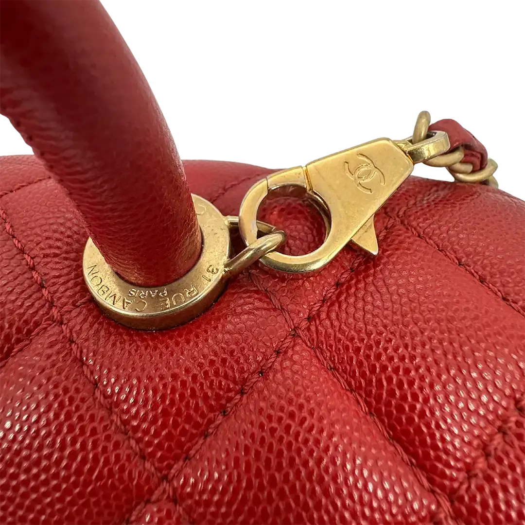 Chanel Timeless Coco Handle Large Tasche Caviar-Leder rot / sehr gut Chanel
