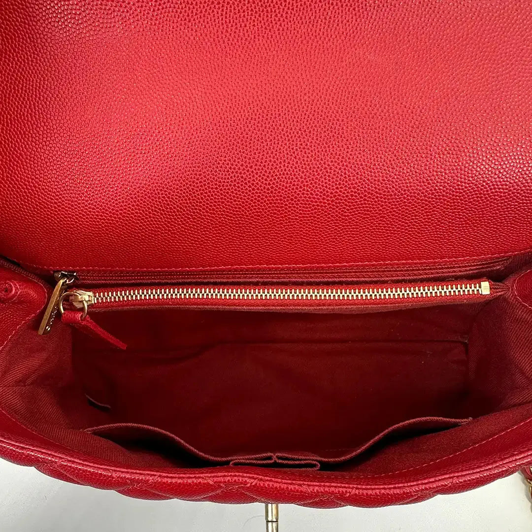 Chanel Timeless Coco Handle Large Tasche Caviar-Leder rot / sehr gut Chanel